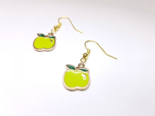 Apfel Ohrringe goldfarben grün